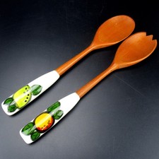 Vintage Holz Salatbesteck mit