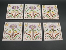 6 antike Jugendstil Fliesen