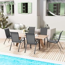 Grau Gartenstühle Stapelbar bis150kg für Garten & Balkon 6 Stück Lounge Sessel