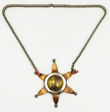 Alter Vintage Kupfer Anhänger Karnevalsorden Hals Schmuck Sonne Stern Fasching