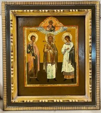 Antike russische Ikone Icon "Heiratsvermittler" 19. Jhd. ORIGINAL