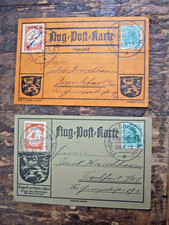 2 Flug-Postkarten davon 1x mit Gelber Hund