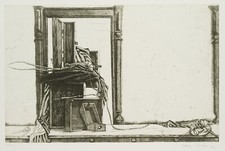 R. ESCHER (*1936), Aus der Requisitenkammer,  1971, Rad. Surrealismus Stillleben