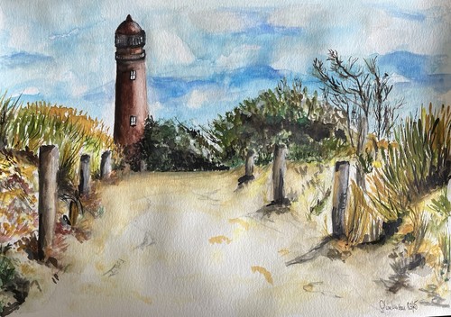 Original aquarell leuchtturm - original,, aquarell,