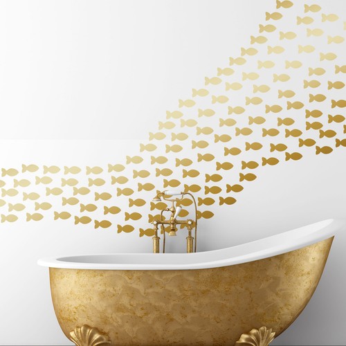 Wandtattoo fische set gold - wandtattoo,