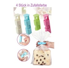 4 Beutel Schnellverschluß Schliesser in Zufallsfarbe Gefrierbeutel Clips