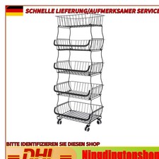 5 Etagen Regalwagen Küchenregal Stapelbar Gemüsekorb Obstkorb Aufbewahrungskorb