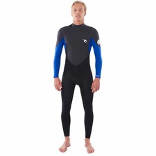 Rip Curl Omega 4/3 mm Herren-Neoprenanzug Flull Wetsuit Zip-Back Schwarz Blau