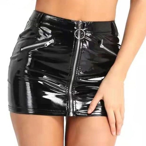 Damen kunstlackleder rock mini - damen,