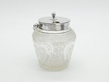 Edwardianischer Honigtopf Sterlingsilber & geschliffenes Glas Antik 1903 Birmingham