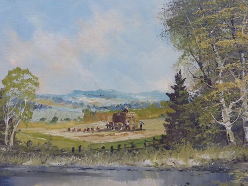Heuernte voralpenlandschaft - heuernte, in