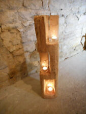 Windlicht Unikat aus altem Holzbalken Stele Altholz Skulptur 79 cm Laterne