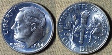 Dime Roosevelt : 1964 Gem BU