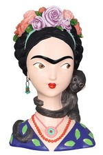 XL Frauenbüste Büste Frida Kahlo Figur Dekobüste Frauenkopf Blumenkranz