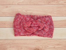 Handmade Knit Headband Red – Cotton Acrylic Blend – Twisted Ear Warmer
