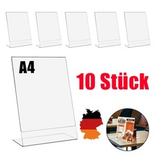 10 Stk A4 Werbeaufsteller Tischaufsteller L-Ständer Display aus Acrylglas