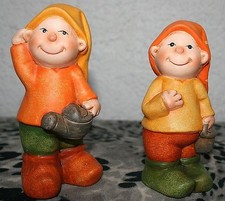 Wichtel 2erSet Gartenwichtel 12,5 cm und 12 cm hoch  Terracotta Dekoration