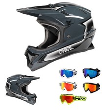 O'Neal Sonus Slick Schwarz Grau Fahrrad Helm + HP7 Brille MTB BMX Downhill Bike 