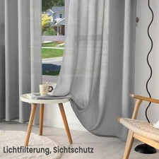 Gardine Halbtransparent Vorhang mit Ösen/Kräuselband Fenstergardine Leinenoptik