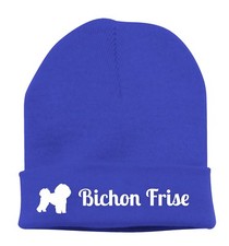 Beanie Strickmütze Mütze Stickmotiv BICHON FRISE Hunde Siviwonder