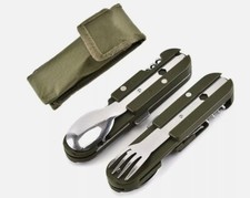 5 in 1 Campingbesteck Outdoorbesteck Faltbar Edelstahl mit Gravur