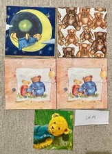 5 Servietten für Serviettentechnik Teddybären Teddy Bären Mond Geburtstag Lot 14