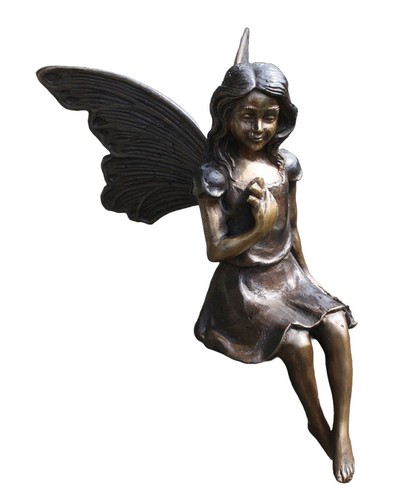 Bronzefigur sitzende fee mit - bronzefigur,