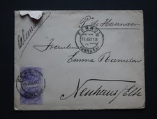 Orgi. Ganzsache Briefumschlag Alfonso der XIII. Spanien - Neuhaus/Elbe 1910