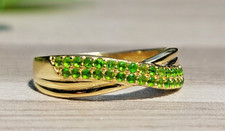 Feiner Chromdiopsid 925 Silber Ring vergoldet wunderschön Second Chance