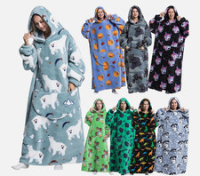 Damen/Herren Kuscheldecke Oversize Hoodie Plüsch Pullover Decke Kapuze Übergroße