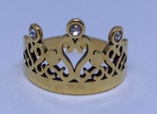 Ring KRONE Edelstahl goldfarbig mit 3 Zirkonia Gr.57 (18,1 mm Ø)