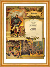 Feuerleiter Schlauch Feuerwehr Urkunde Bayern Gestaltet 03 Gerahmt