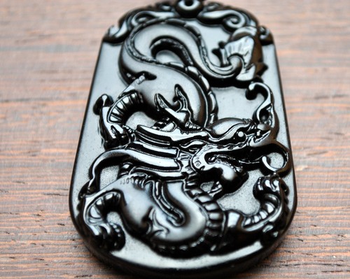 Obsidian drache jade anhänger - drache, jade-anhänger