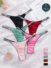 Eraneu 5-teilige Multicolor Glänzende Satin String Panties für Frau bei Billig2