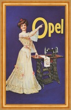 Opel Nähmaschine Rüsselsheim Tretmaschine Eisen Kunstdruck Reklame A3 42 Gerahmt