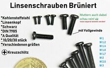 Linsenschrauben Sechskantmuttern Schrauben Kreuzschlitz Linsenkopf Schwarz M1-3