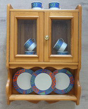 Hängeschrank Hängevitrine Küchen Regal Glastür Massivholz hell Landhaus 74x50