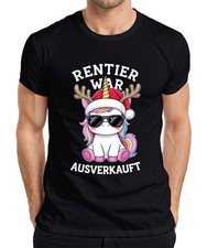 Rentier war Ausverkauft Einhorn Weihnachten lustig Regenbogen Herren T-Shirt