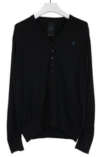 G-STAR Correctline Jumper Herren LARGE Black V-Neck Half Button Knitted Pullover