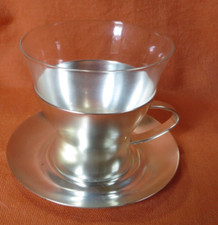 WMF Teetassen Glas Grog Tee Service Glühwein  versilbert  Vintage 60 70er Retro