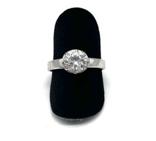 925/- Silberring, simulierten Diamant, Brillantschliff, Gr. 58, Damen,