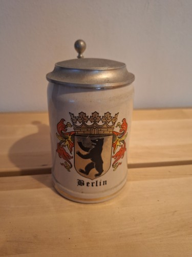 Bierkrug berlin zinndeckel - bierkrug,