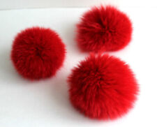 3 x XXL Kunstfellbommel rot Größe 13 cm Pelzbommel Fellbommel Bommel Pompon NEU