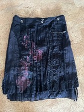 Biba Crinkle Rock Neu Gr. 38 Schwarz Zweilagig Lagenlook Blüten Viele Details