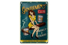 Blechschild 20x30cm gewölbt Gentlemen whiskey and cigars club Deko Schild