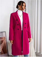 Mantel langer Wintermantel lang tailliert doppelreihig pink XS 34 36 Shein