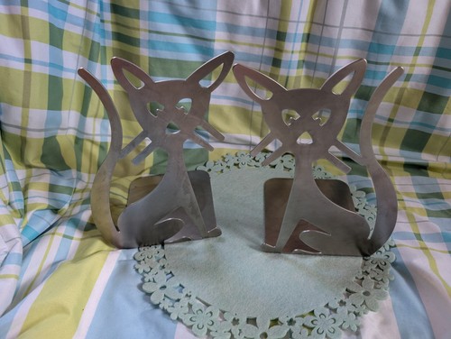 Buchstütze katze edelstahl - 2x,