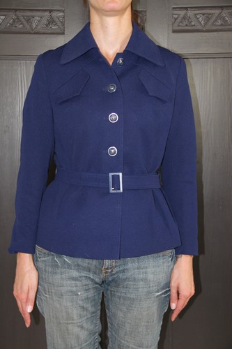 Blaue jacke mit gürtel - jacke,