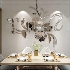 3D Wandaufkleber Blumen Spiegel Wandtattoo moderne Kunst Deko Wohnzimmer Schl...