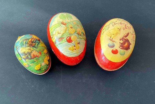 Alte antike pappostereier - 3x,